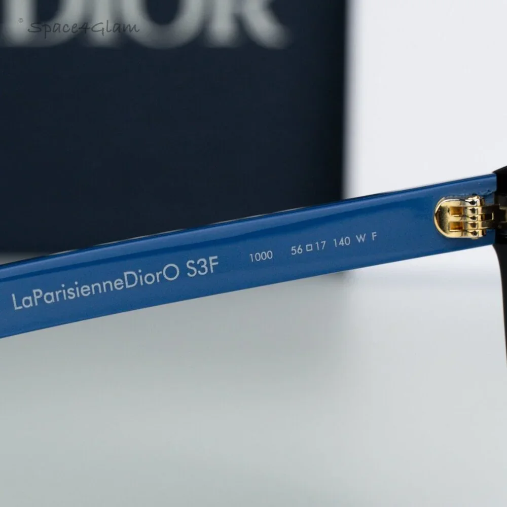 BRAND NEW Dior LAPARISIENNEDIORO S3F 1000 Black Blue Demo Women Round Eyeglasses
